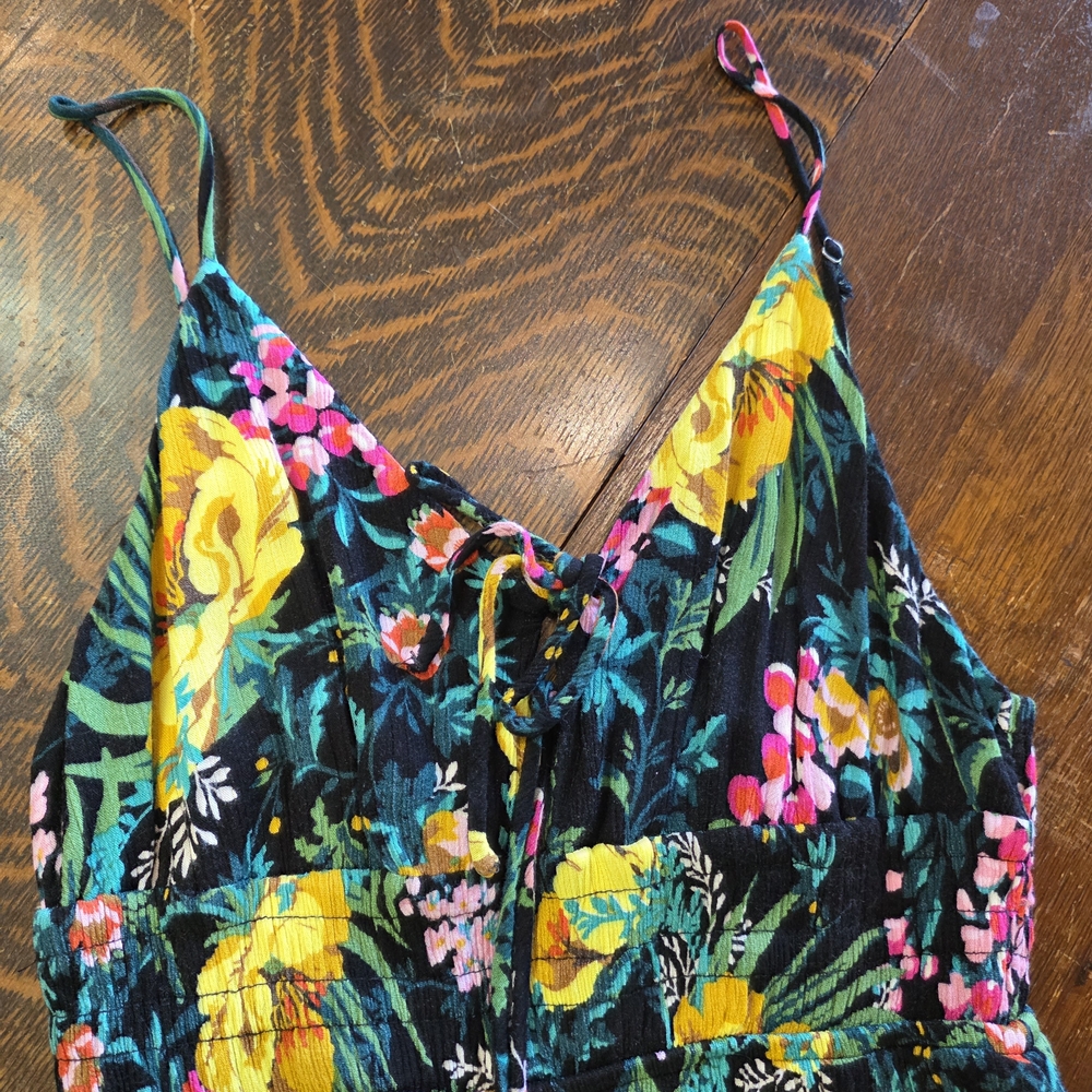 Lush Boho Floral Pleated Back Jumpsuit - Tropical Summer Vacay - Med - Picture 2 of 10